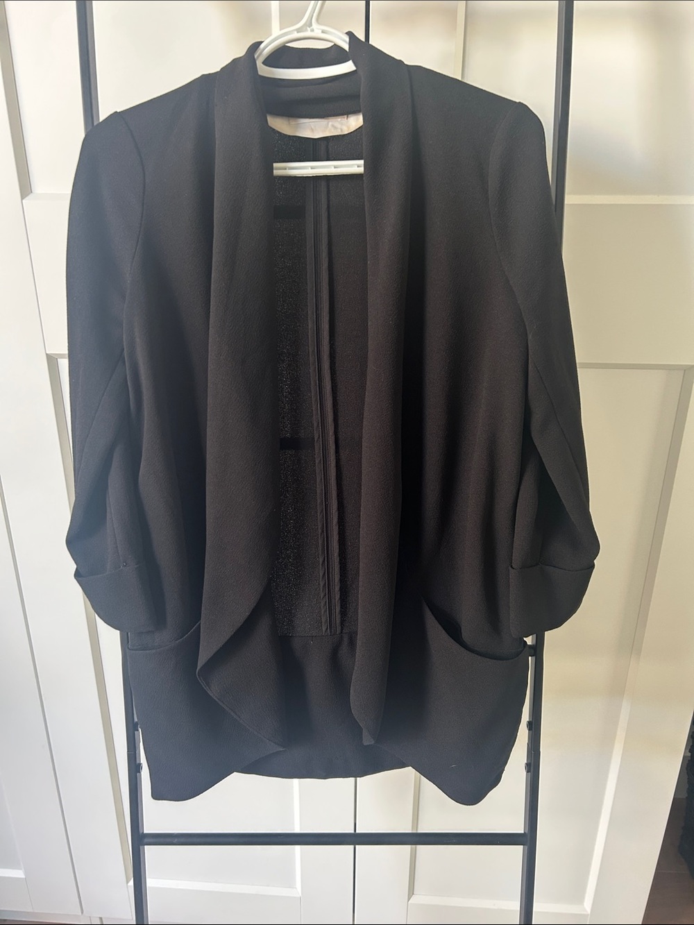 Wilfred Black Draped Open-Front Blazer